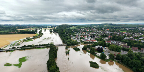 Ruhrhochwasser im Juli 2021 - Ruhrbrücke bei Schwerte Villigst