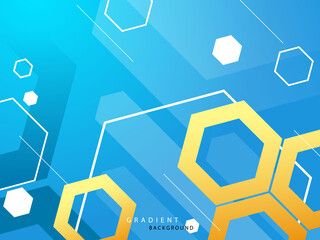 blue gradient background with polygon shape