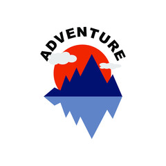 Adventure logo design with the sun behind it