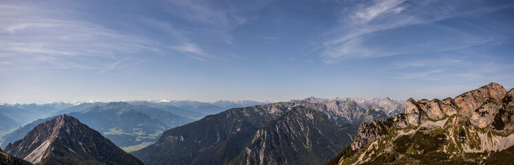 Fototapeta premium Panorama view of Dalfaz mountain range in Tyrol, Austria