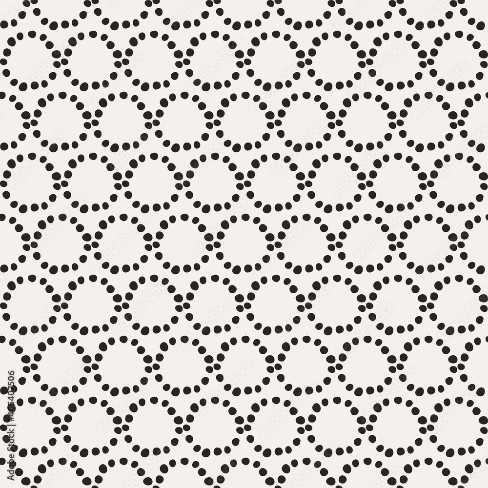 Poster Dotted circles pattern. Seamless ring with dots ornament. Vector.