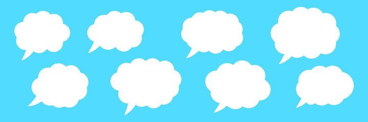 Set of speech bubbles. Blank empty vector white speech bubbles. Cartoon balloon word design.