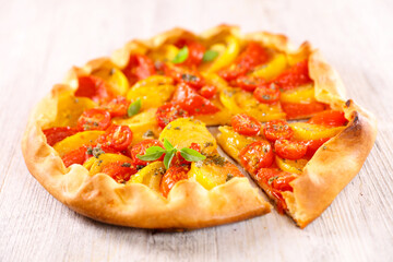 tomato quiche with fresh basil