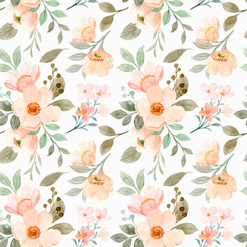 Blooming watercolor flower seamless pattern