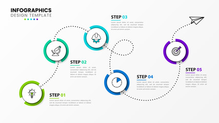 Fototapeta Infographic design template. Timeline concept with 5 steps obraz