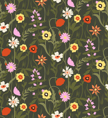 Seamless flower pattern isolated on background. Vector illustration