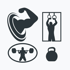 a collections of fitness icons, vector art.