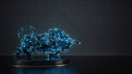 Three dimensional render of abstract model of bull