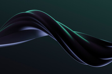 Three dimensional render of dark green twisted shape