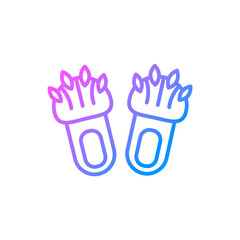 Funny slippers with claws outline icon. Homewear and sleepwear. Purple gradient symbol. Isolated vector illustration