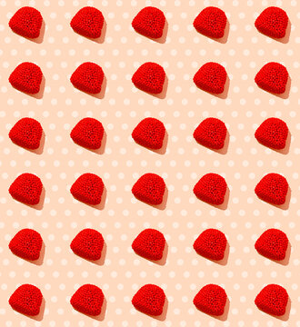 Pattern of rows of red candies