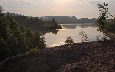 Dawn fog over the lake