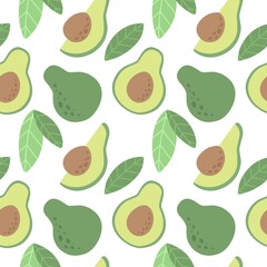 Seamless pattern with avocado. Vector pattern in the Scandinavian style.