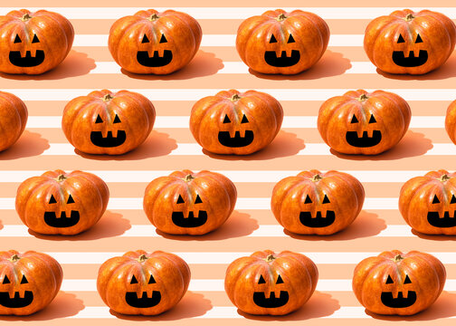 Pattern of smiling jack-o-lanterns