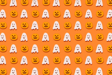 Pattern of Halloween themed cookies