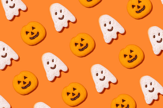 Pattern of Halloween themed cookies