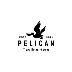 Pelican bird logo design vector illustration template