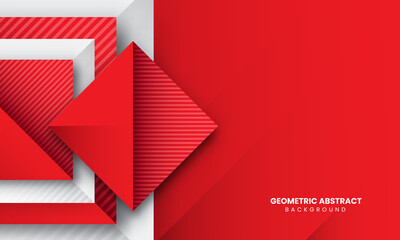 Geometric shape background. Red, grey and white style. Template design for poster, banner, backdrop, flyer, etc