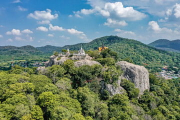 Fototapeta premium Aerial view of Wat Phra Phutthachai in Saraburi, Thailand