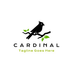 Cardinal Bird Silhouette Logo Design Vector Illustration