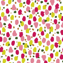 Brush strokes abstract vector pattern. Spots and splatters seamless background. Modern Christmas pattern for gift wrap, scrapbooking, wallpaper, home decor, kids clothing, fabric.