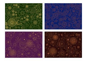 Floral Backgrounds and Patterns, Fantastic Flowers Lineout Art style 