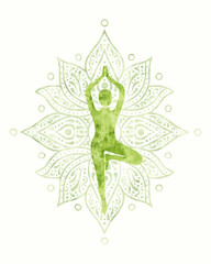 Woman tree pose yoga concept isolated