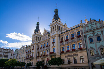 Fototapeta na wymiar Renaissance town hall of Pardubice, Czechia on main square.