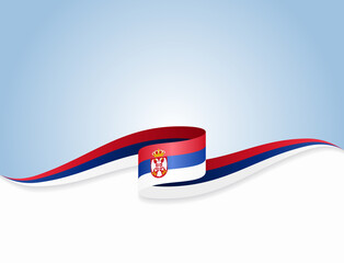 Serbian flag wavy abstract background. Vector illustration. - obrazy, fototapety, plakaty