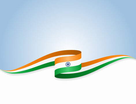 Indian flag wavy abstract background. Vector illustration.