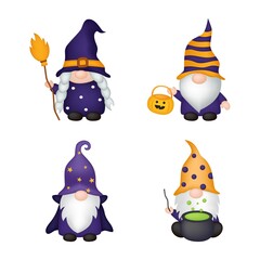 happy halloween gnomes cartoon character isolated on white background. vector illustration.