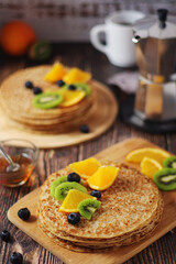 Crepes or bliny with fruit