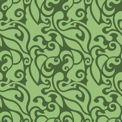 swirly seamless pattern in shades of green