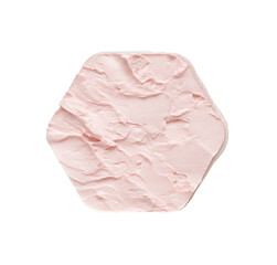 Gently pink smear and texture of face cream or acrylic paint isolated on white background