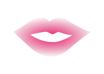 Gradient color of mouth applied with pink lipstick on white background. logo or icon vector illustration. Beauty makeup and cosmetics concepts.