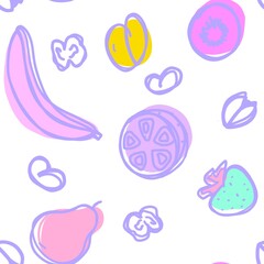 set of pink and purple fruit