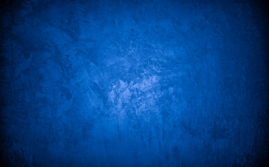 Old wall pattern texture cement blue dark abstract  blue color design are light with black gradient background.