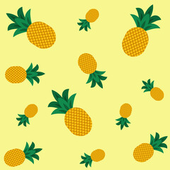 juicy pineapple pattern on a yellow background