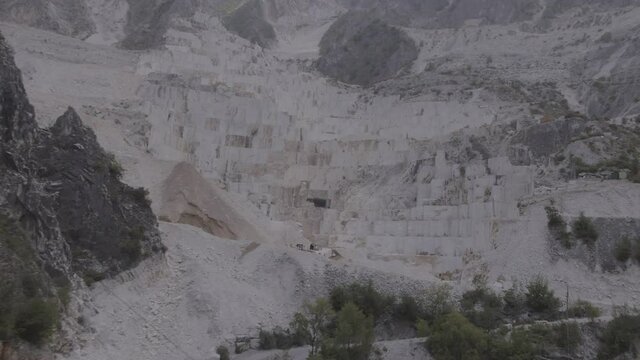aerial drone footage view of quarry in Carrara italy // no video editing
