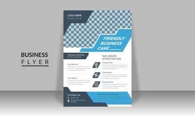 Corporate Business Vector design template Flyer, Annual Report, Magazine, Poster, Corporate Presentation, Portfolio, infographic, layout modern with Blue color size A4, Easy to use and edit.