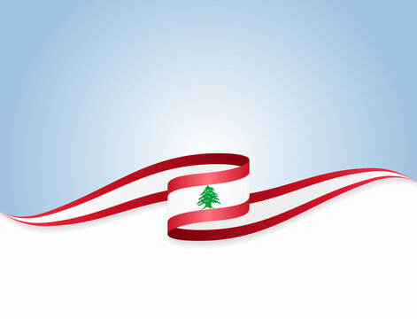 Lebanese flag wavy abstract background. Vector illustration.