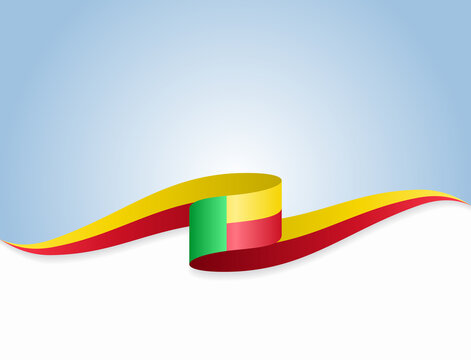 Benin flag wavy abstract background. Vector illustration.