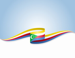 Comoros flag wavy abstract background. Vector illustration.