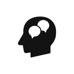 Human head with text bubbles silhouette black vector illustration