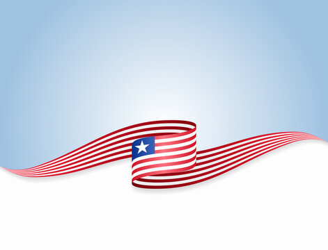 Liberian flag wavy abstract background. Vector illustration.