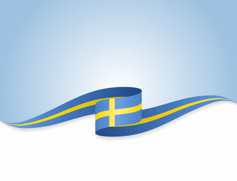 Swedish Flag Wavy Abstract Background. Vector Illustration.