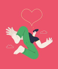 Happiness - happy people jumping in the air cheerfully