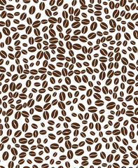 Scattered coffee beans - various size and rotation - seamless pattern