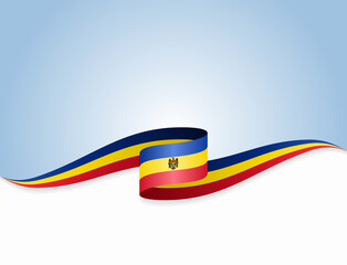 Moldovan flag wavy abstract background. Vector illustration.