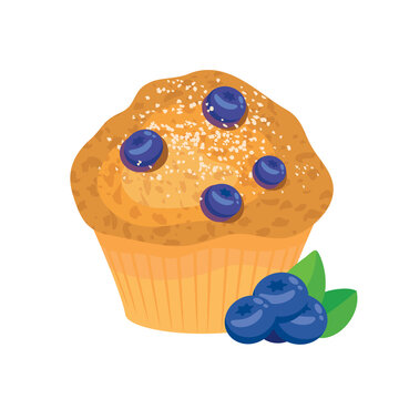 recommend clip art: Delicious blueberry muffin icon vector. Fresh muffin with blueberries icon isolated on a white background